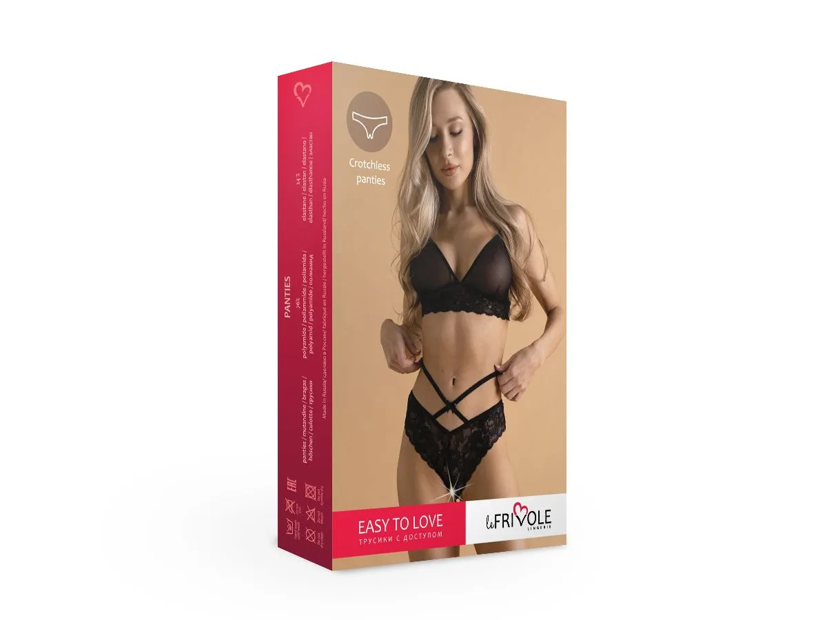 Эротическое романтичные кружевные трусики с доступом и стрепами easy to love в Новом Уренгое