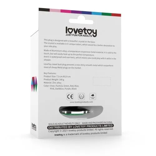 анальная пробка lovetoy малая, с зеленым камнем в Новом Уренгое