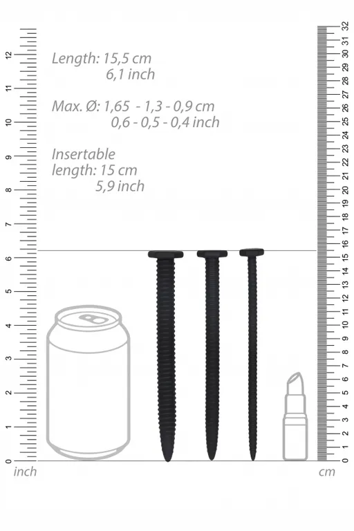 набор из трех стимуляторов уретры (струн) silicone screw plug set в Новом Уренгое