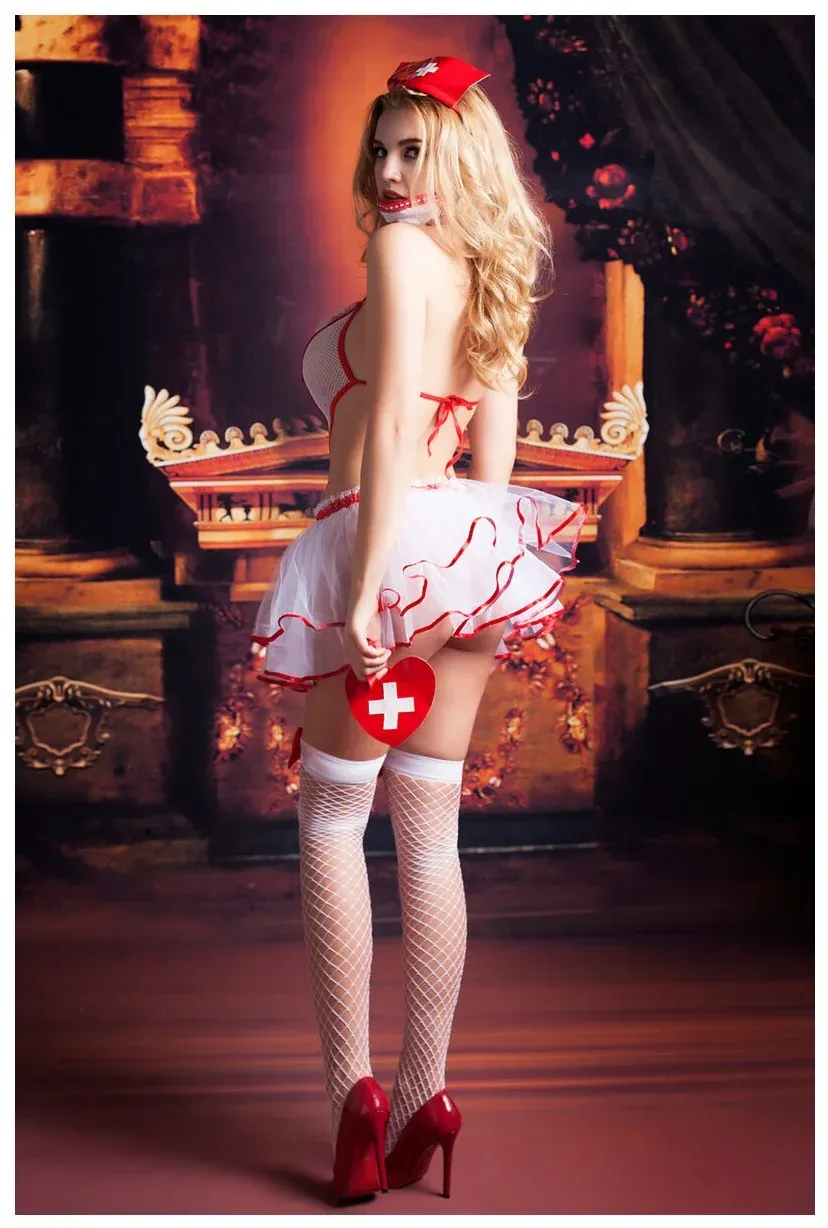 Эротическое костюм медсестры candy girl lola, бело-красный в Новом Уренгое