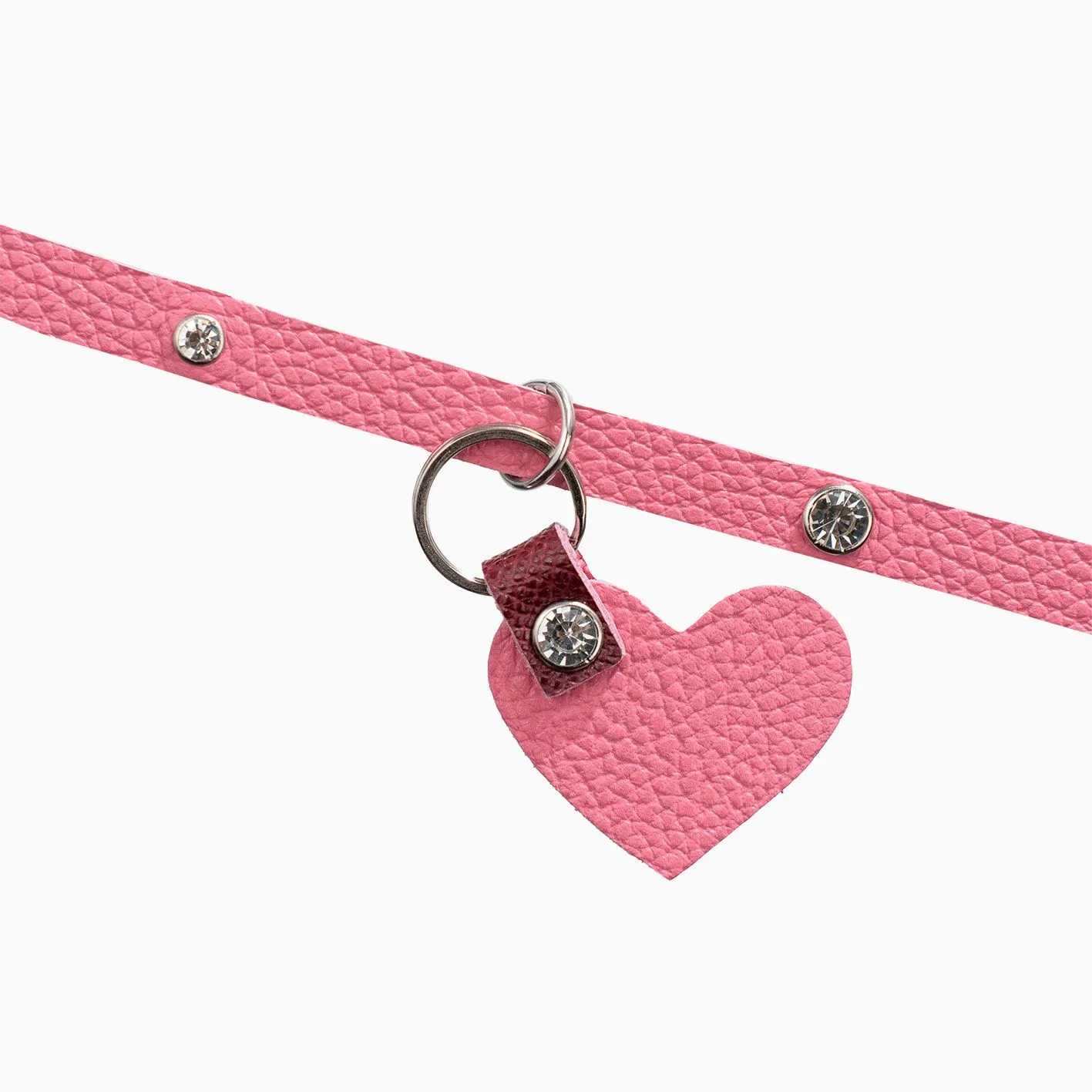 Чокер со стразами и съёмным сердцем, розовый