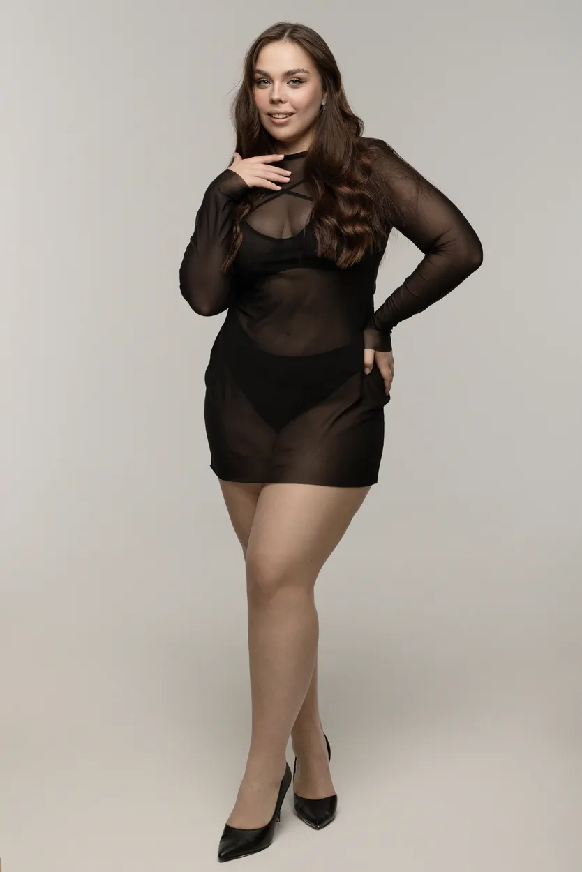 Эротическое платье pinkrabbit из эластичной сетки, чёрное в Новом Уренгое