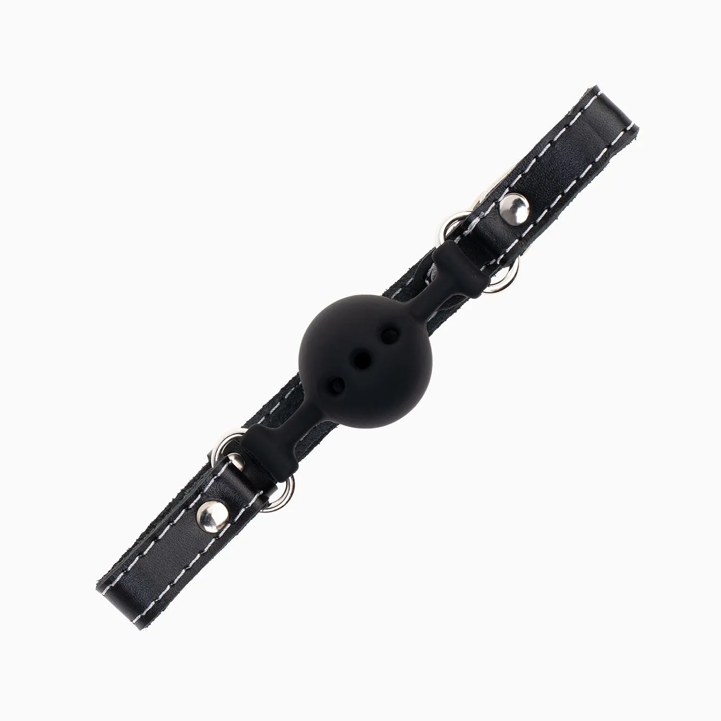 кляп pink rabbit с черным силиконовым шариком (белая строчка) в Новом Уренгое