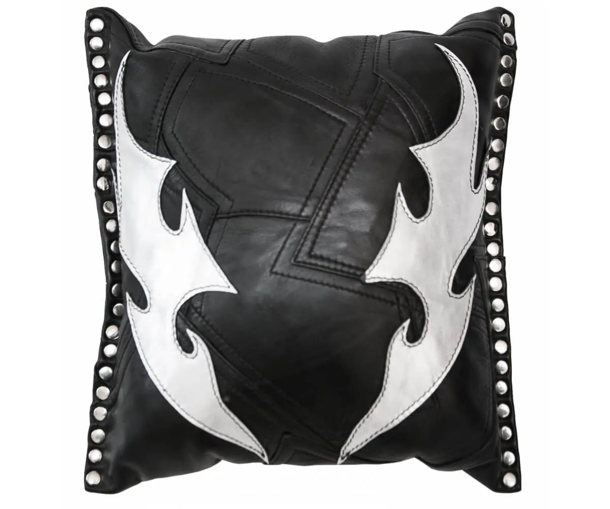 подушка индиго кожаная, черно-белая в Новом Уренгое