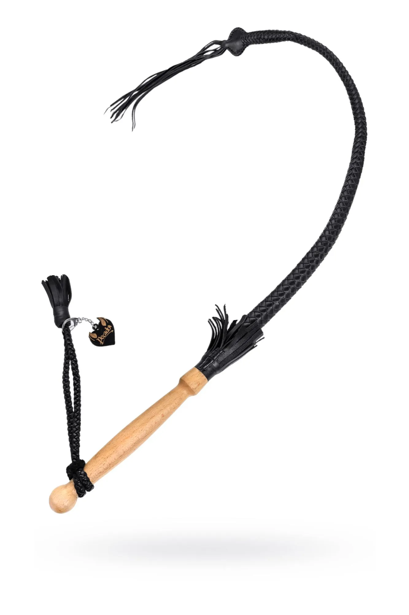 Кнут плетеный Pecado BDSM, натуральная кожа, чёрный, 85 см