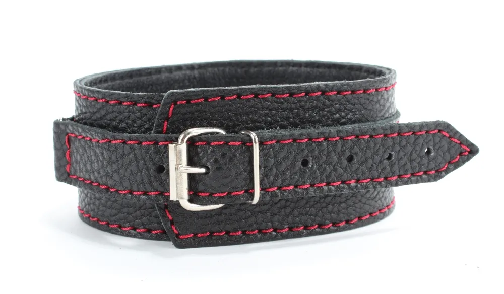 ошейник из натуральной кожи с красной строчкой os 55049ars в Новом Уренгое