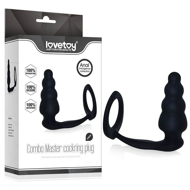 анальная пробка lovetoy combo master cockring plug, черная в Новом Уренгое