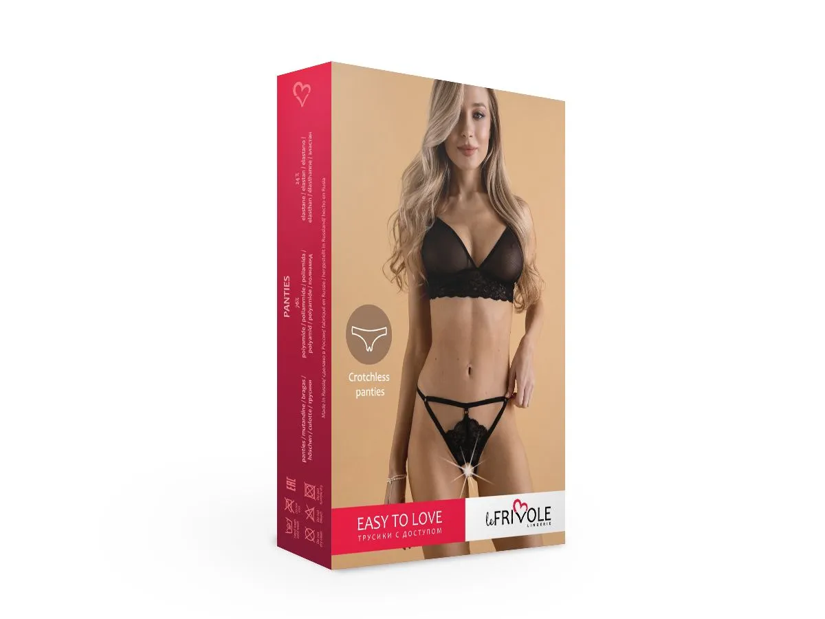 Эротическое чарующие трусики с доступом из кружева и стреп-лент easy to love в Новом Уренгое