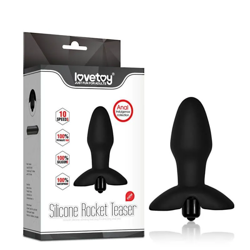 анальная пробка lovetoy silicone rocket teaser, с вибрацией, чёрная в Новом Уренгое