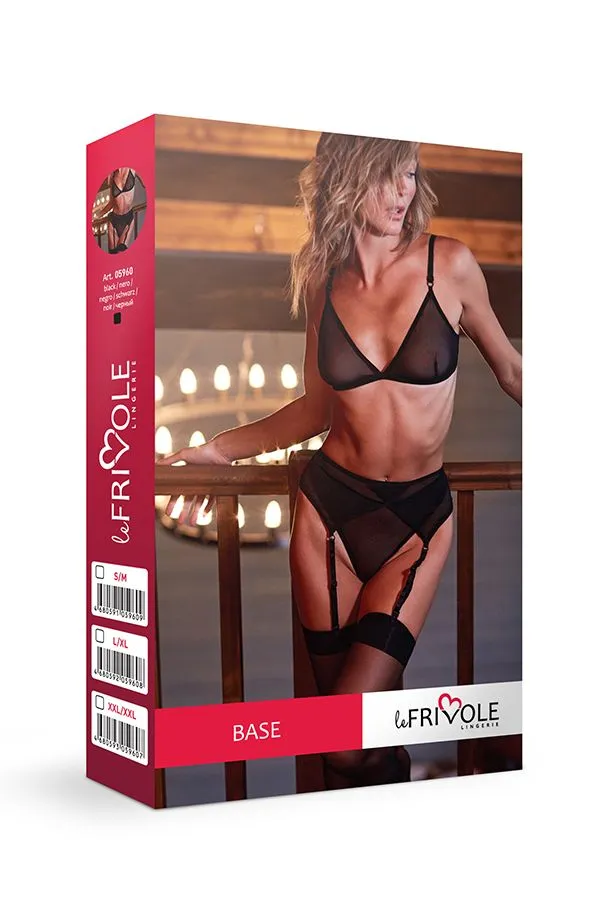 Эротическое базовый комплект из бюстгальтера, стрингов и пояса для чулок base в Новом Уренгое