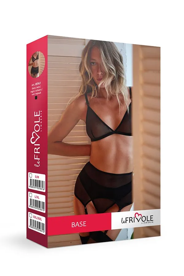 Эротическое базовый комплект из бюстгалтера, стрингов и широкого пояса для чулок base в Новом Уренгое