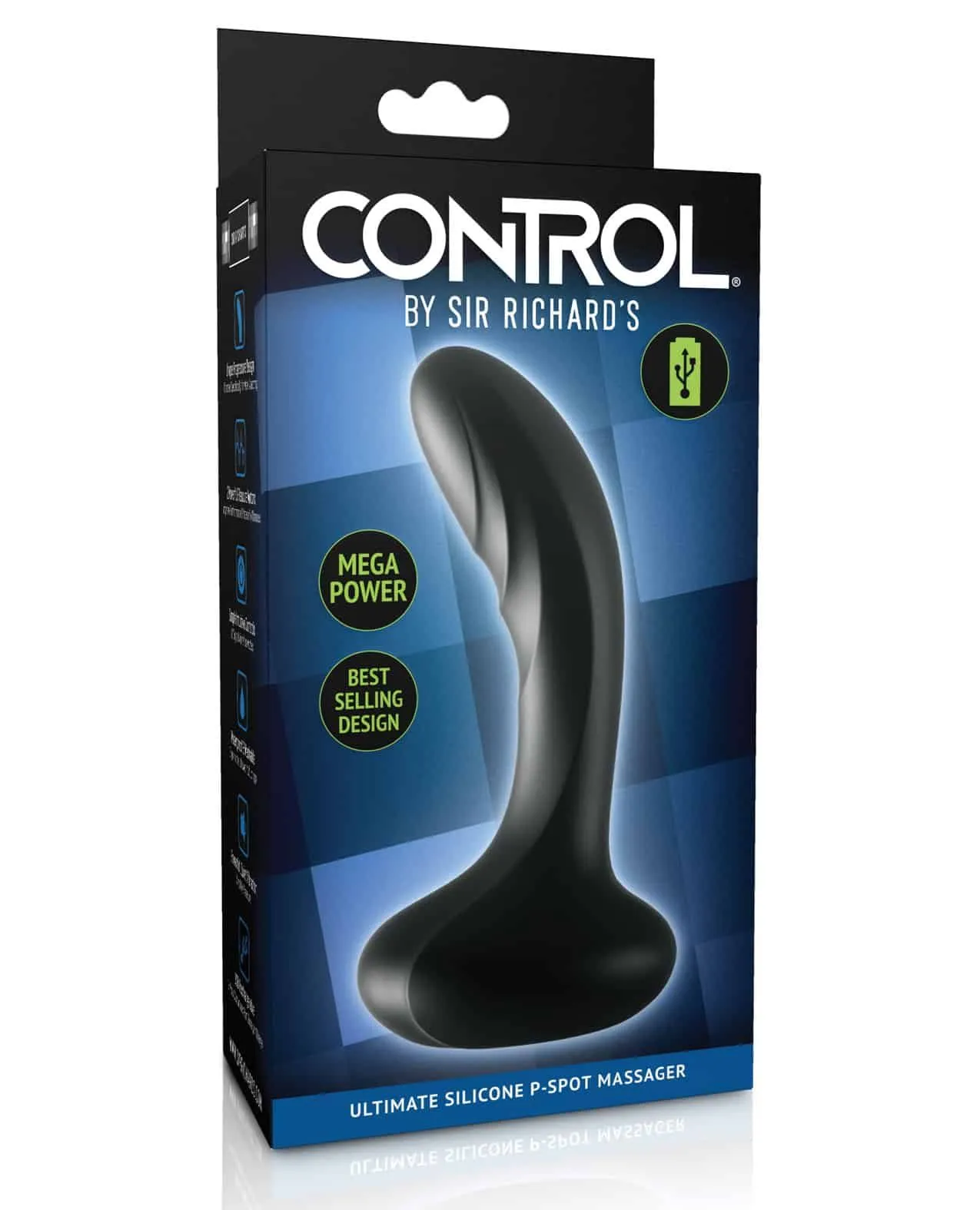 анальный вибростимулятор изогнутый control by sir richards silicone pspot massager, черный в Новом Уренгое