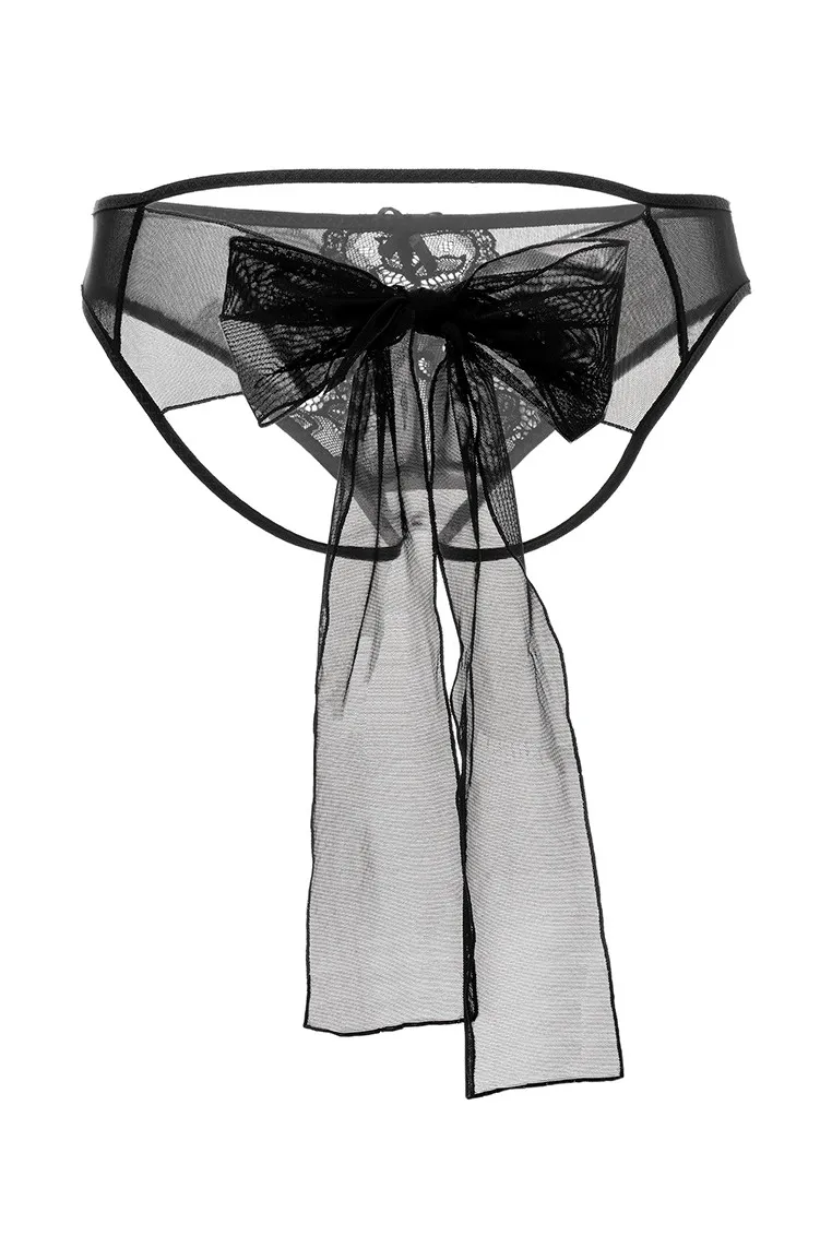 Эротическое эротические трусики с бантом erolanta mia, чёрные в Новом Уренгое