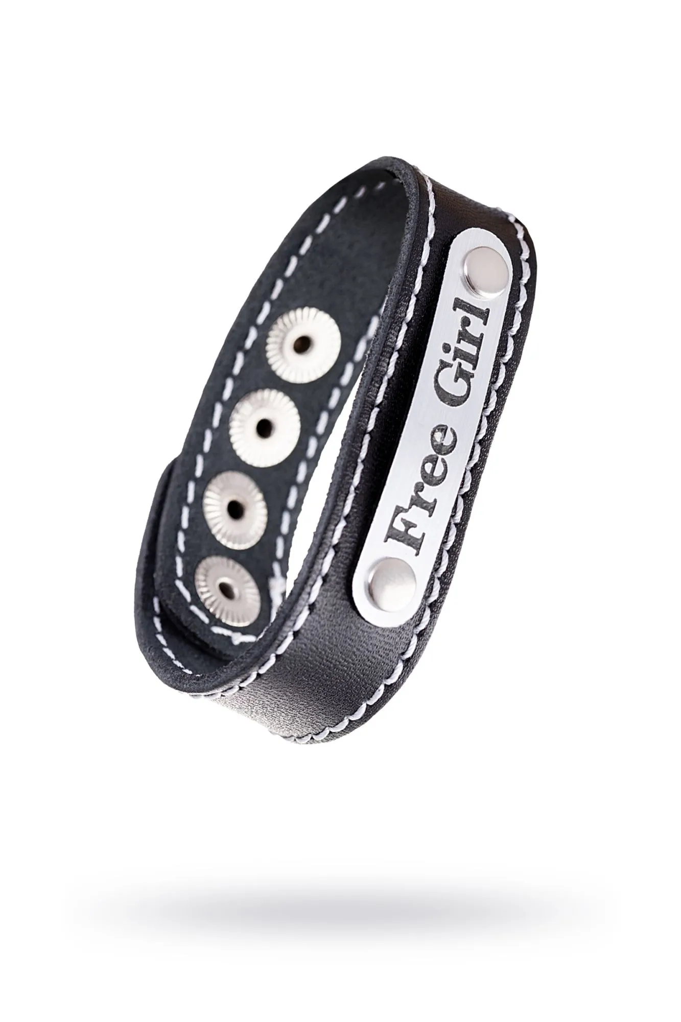 браслет штучки-дрючки с белой строчкой, кожанный, черный в Новом Уренгое