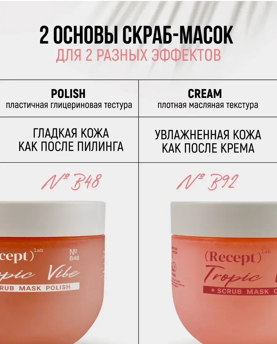 средство косметическое для ухода за кожей, для взрослых:  скраб-маска для тела recept lab tropic vibe scrub polish в Новом Уренгое
