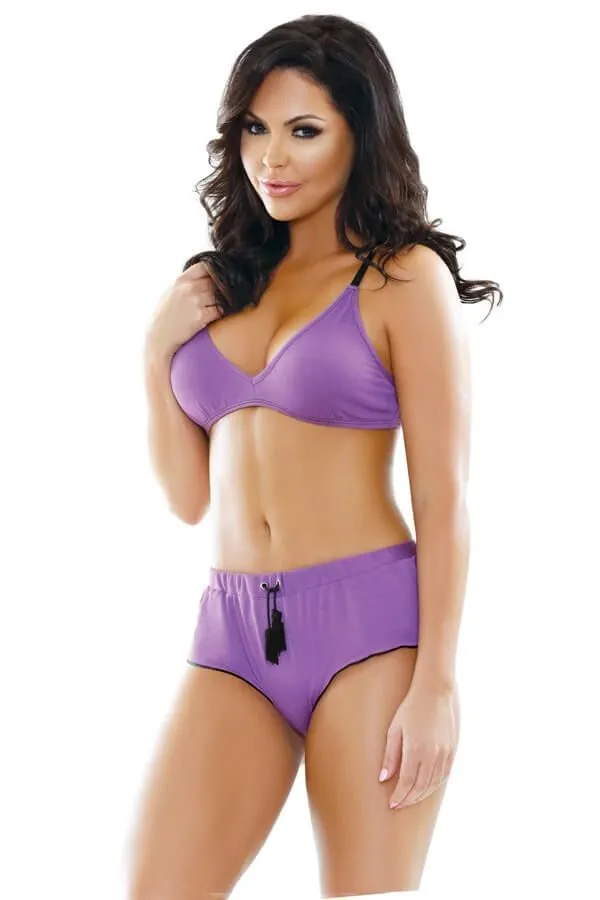 Эротическое комплект белья fantasy lingerie nina bralette & shorts, фиолетовый в Новом Уренгое