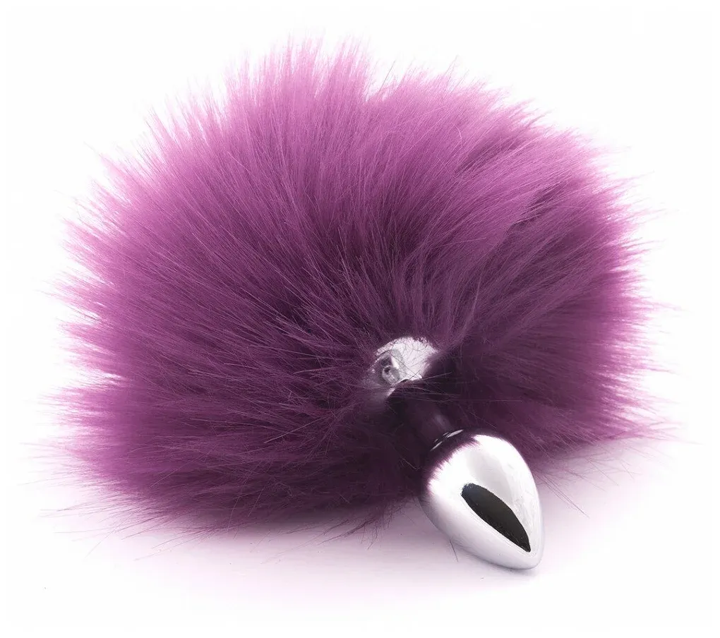 Анальная пробка с фиолетовым хвостом кролика