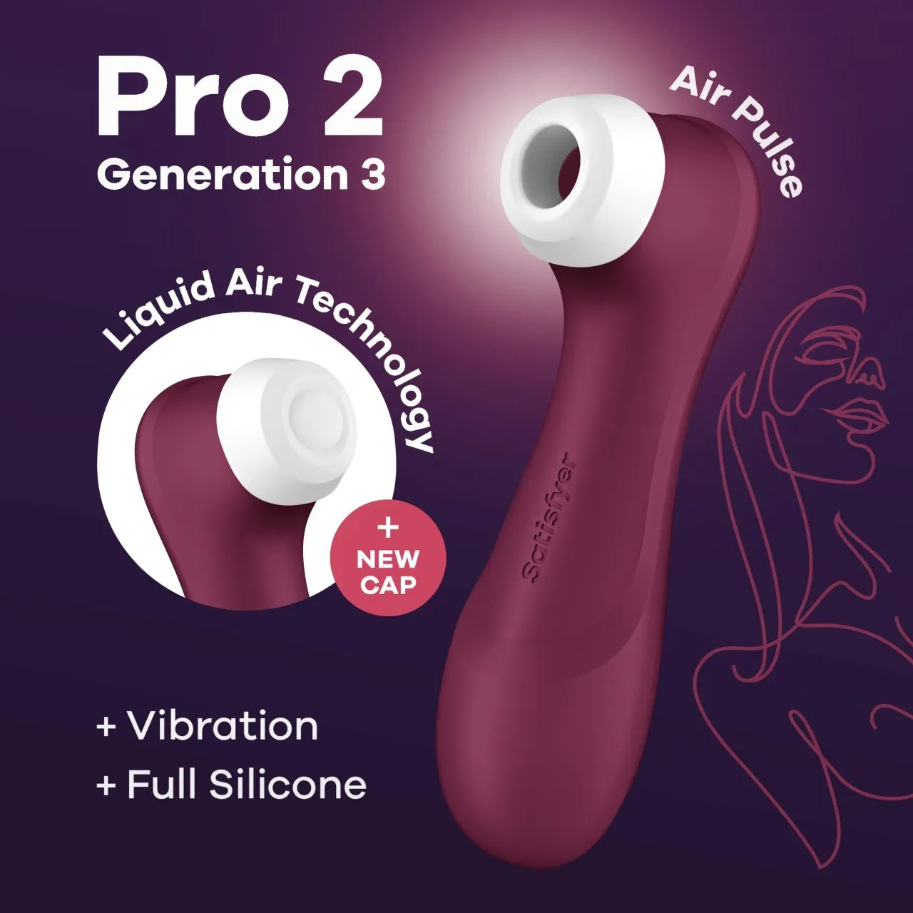 bluetooth/app клиторальный вибростимулятор pro 2 generation 3 with liquid air (wine red) в Новом Уренгое