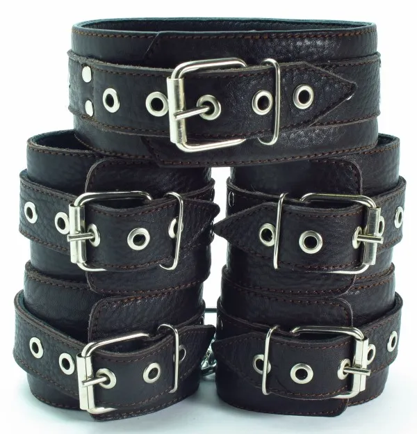 набор бдсм аксессуаров из коричневой кожи с мехом 53014ars в Новом Уренгое