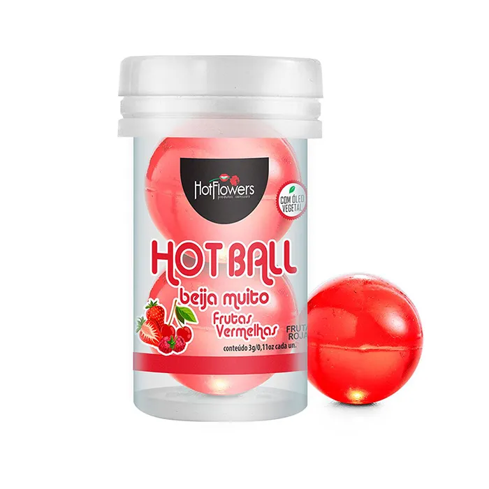 Лубрикант AROMATIC HOT BALL на масляной основе в виде двух шариков, красные ягоды