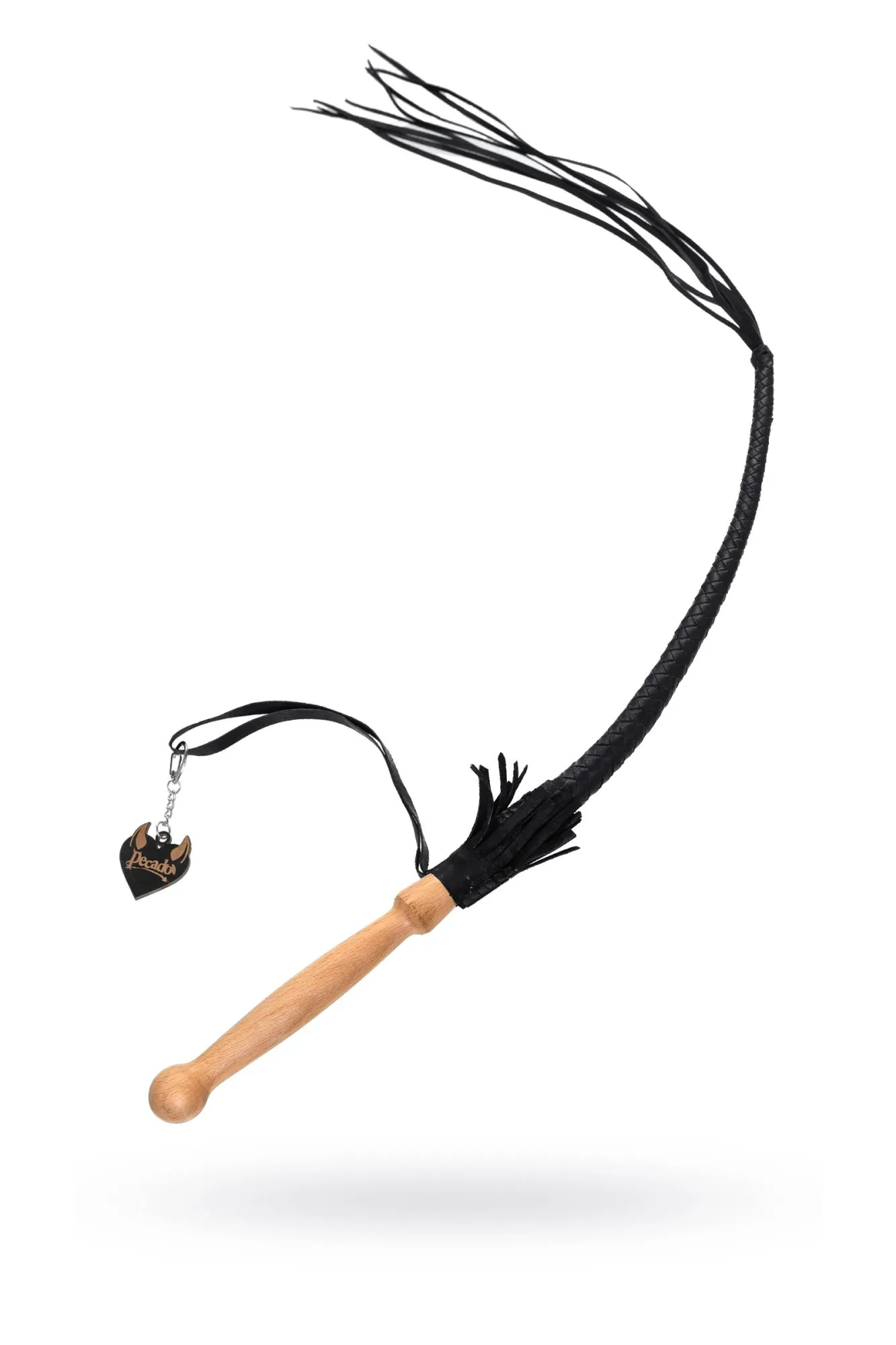 Кнут плетеный Pecado BDSM, натуральная кожа, чёрный, 65 см