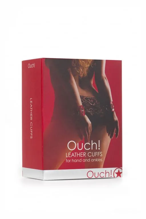 наручники leather cuffs, красные в Новом Уренгое