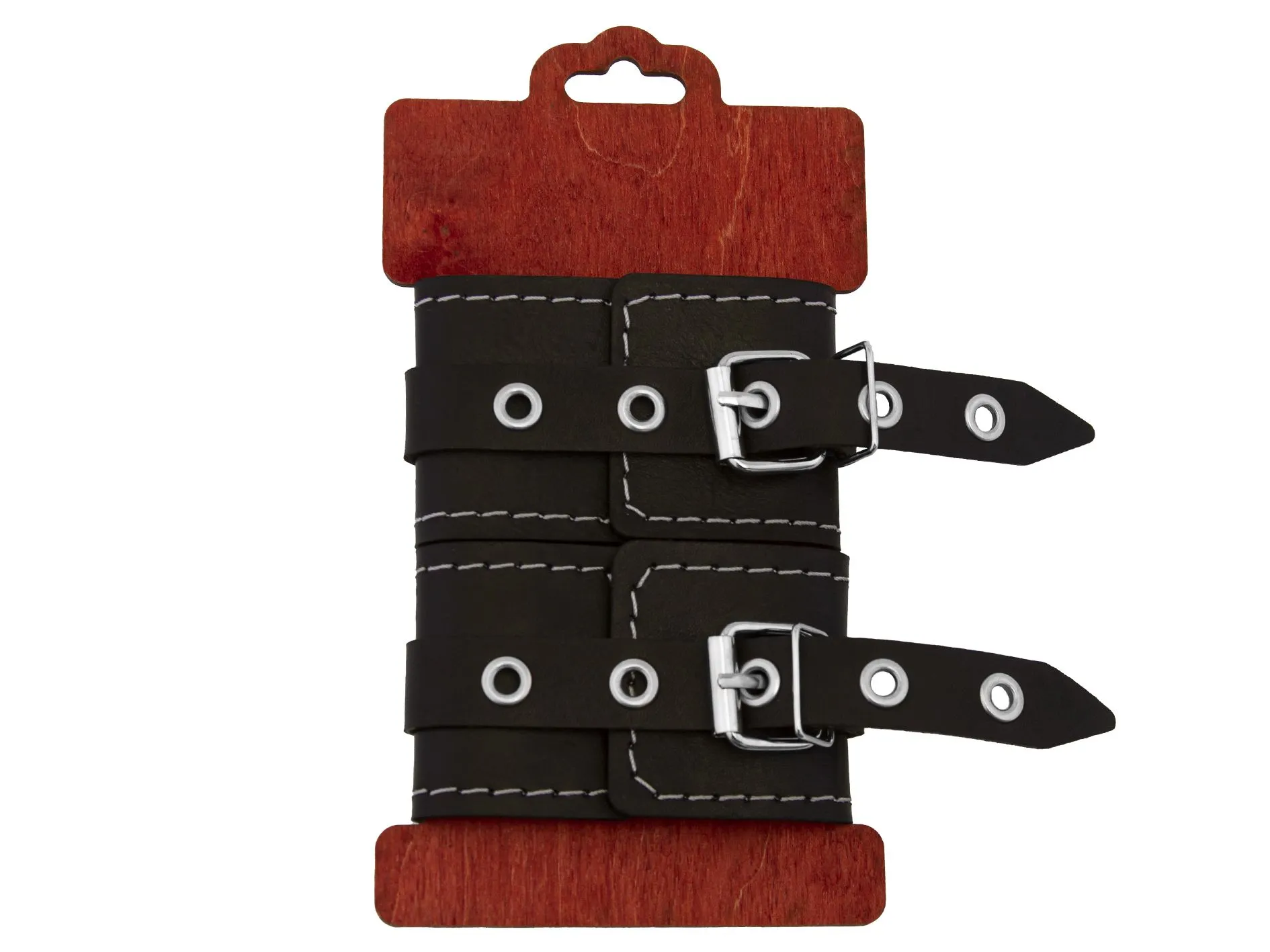 наручники декоративные pinkrabbit из натуральной кожи, с белой строчкой в Новом Уренгое