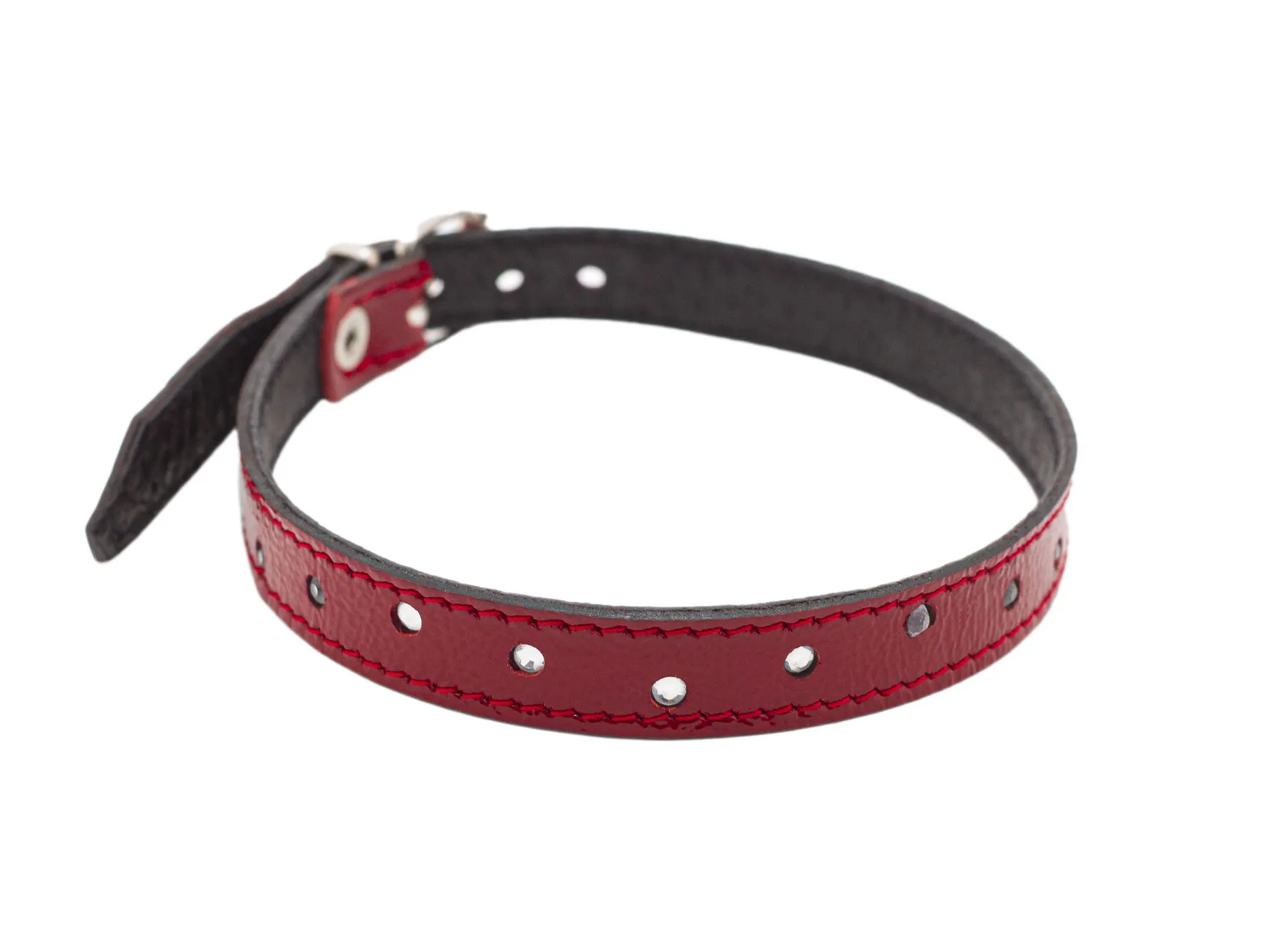 ошейник лаковый pinkrabbit со стразами, красный в Новом Уренгое