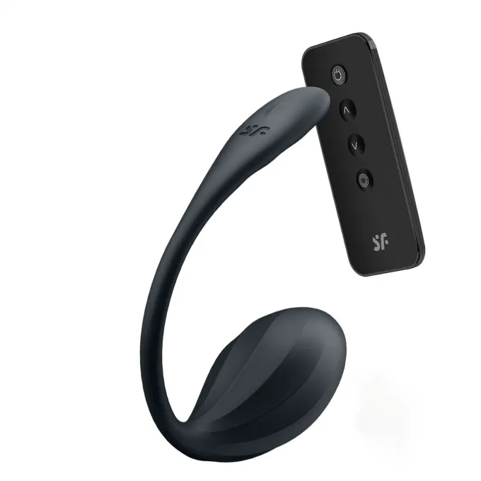 виброяйцо satisfyer ribbed petal connect app с пультом ду, черное, 7,8 см в Новом Уренгое