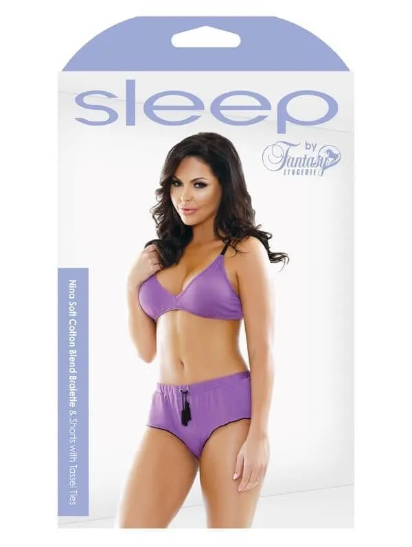 Эротическое комплект белья fantasy lingerie nina bralette & shorts, фиолетовый в Новом Уренгое