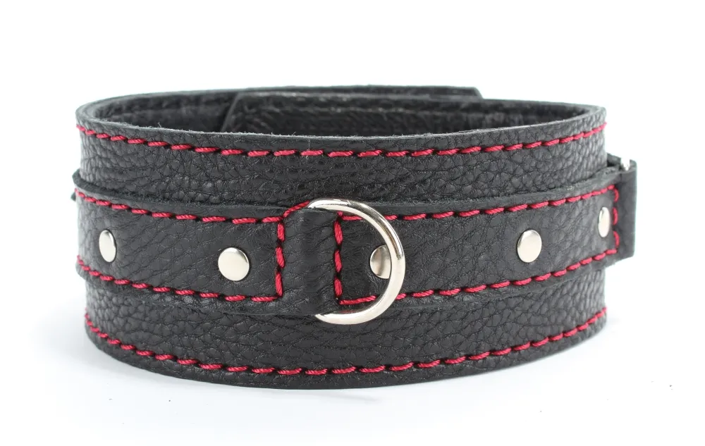 ошейник из натуральной кожи с красной строчкой os 55049ars в Новом Уренгое