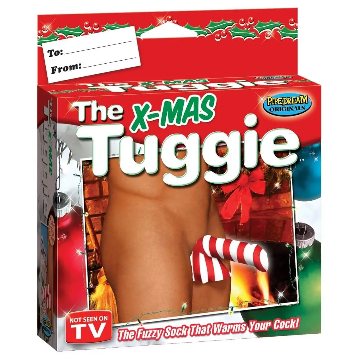 Новогодний чулок Pipedream The X-Mas Tuggie, красно-белый