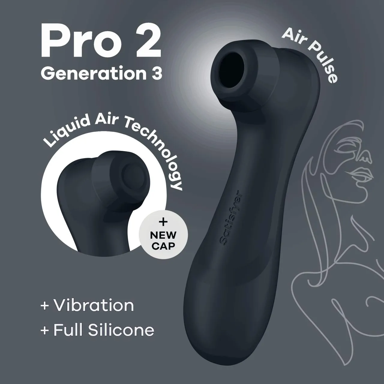 bluetooth/app клиторальный стимулятор pro 2 generation 3 with liquid air (dark grey) в Новом Уренгое