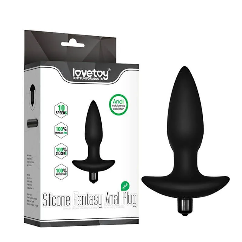 анальная пробка lovetoy silicone fantasy anal plug, с вибрацией, чёрная в Новом Уренгое