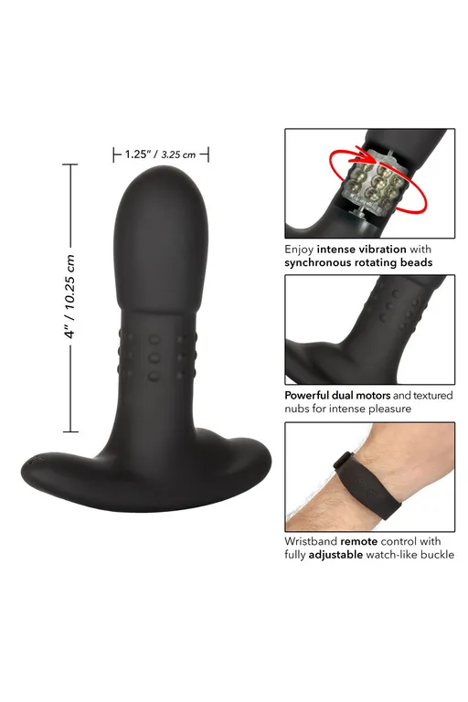 перезарежаемый анальный стимулятор beaded probe с функцией "ротации" и управлением с браслета в Новом Уренгое