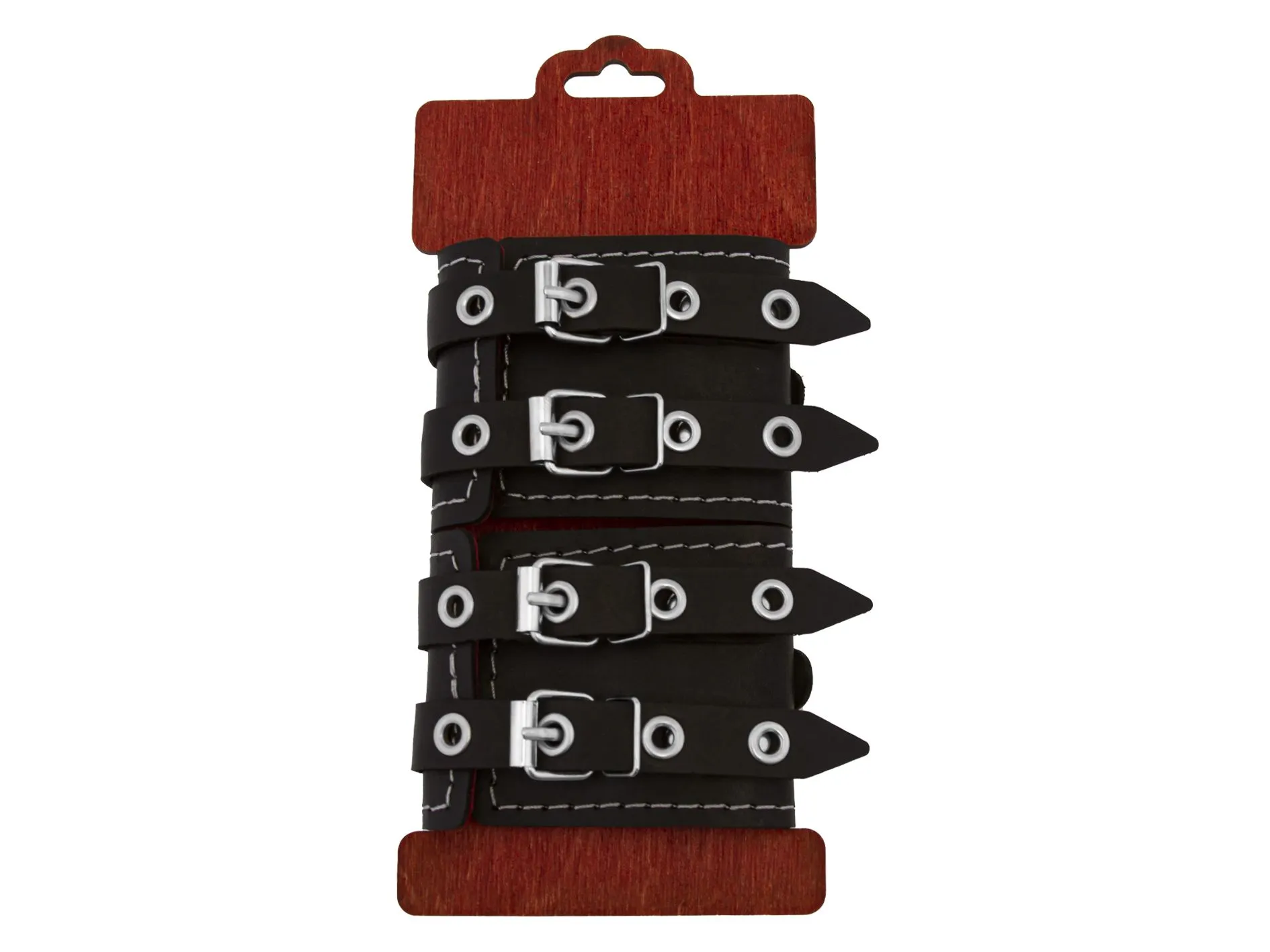 наручники декоративные pinkrabbit с двумя ремнями и красной подкладкой, черные в Новом Уренгое