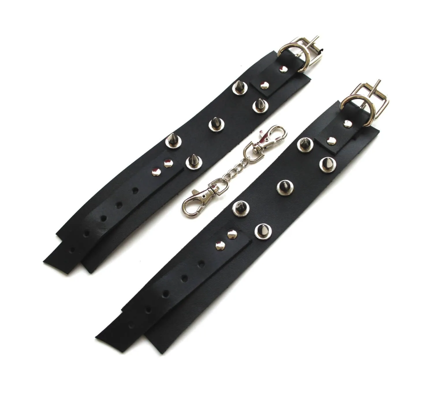 наручники декоративные кожаные pinkrabbit c шипами, черные в Новом Уренгое