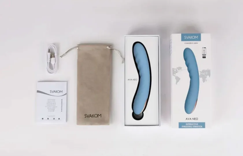 интерактивный вибромассажер с возвратно-поступательными движениями svakom ava neo, синий в Новом Уренгое