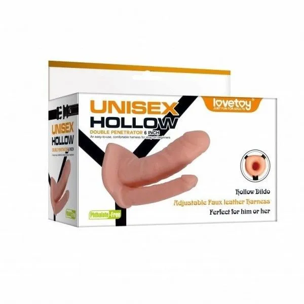 страпон lovetoy unisex hollow двойной, телесный в Новом Уренгое