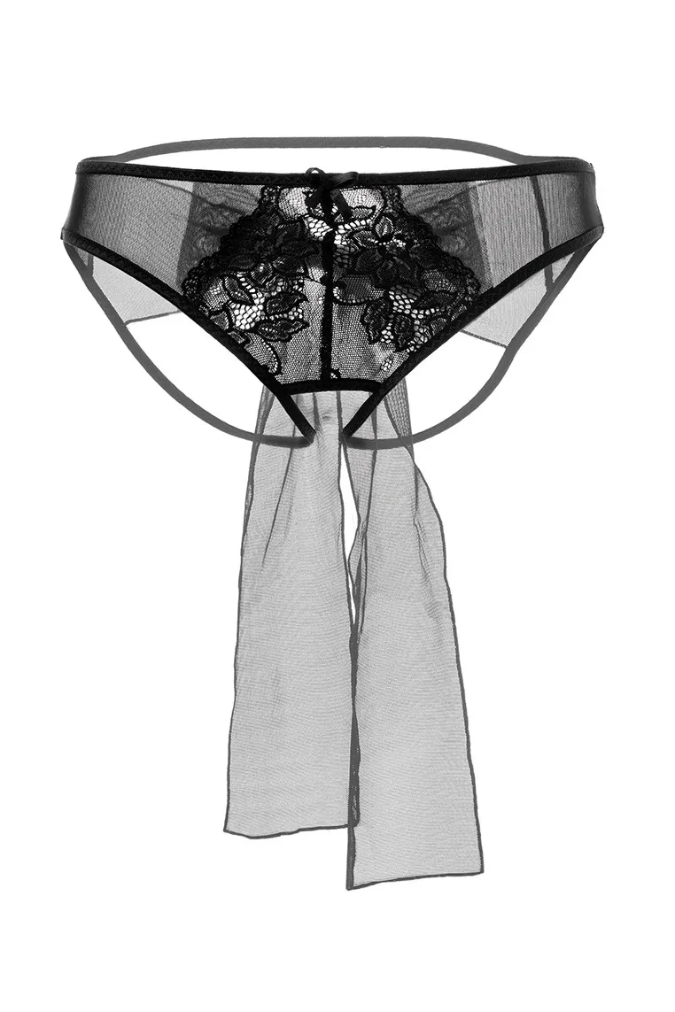 Эротическое эротические трусики с бантом erolanta mia, чёрные в Новом Уренгое