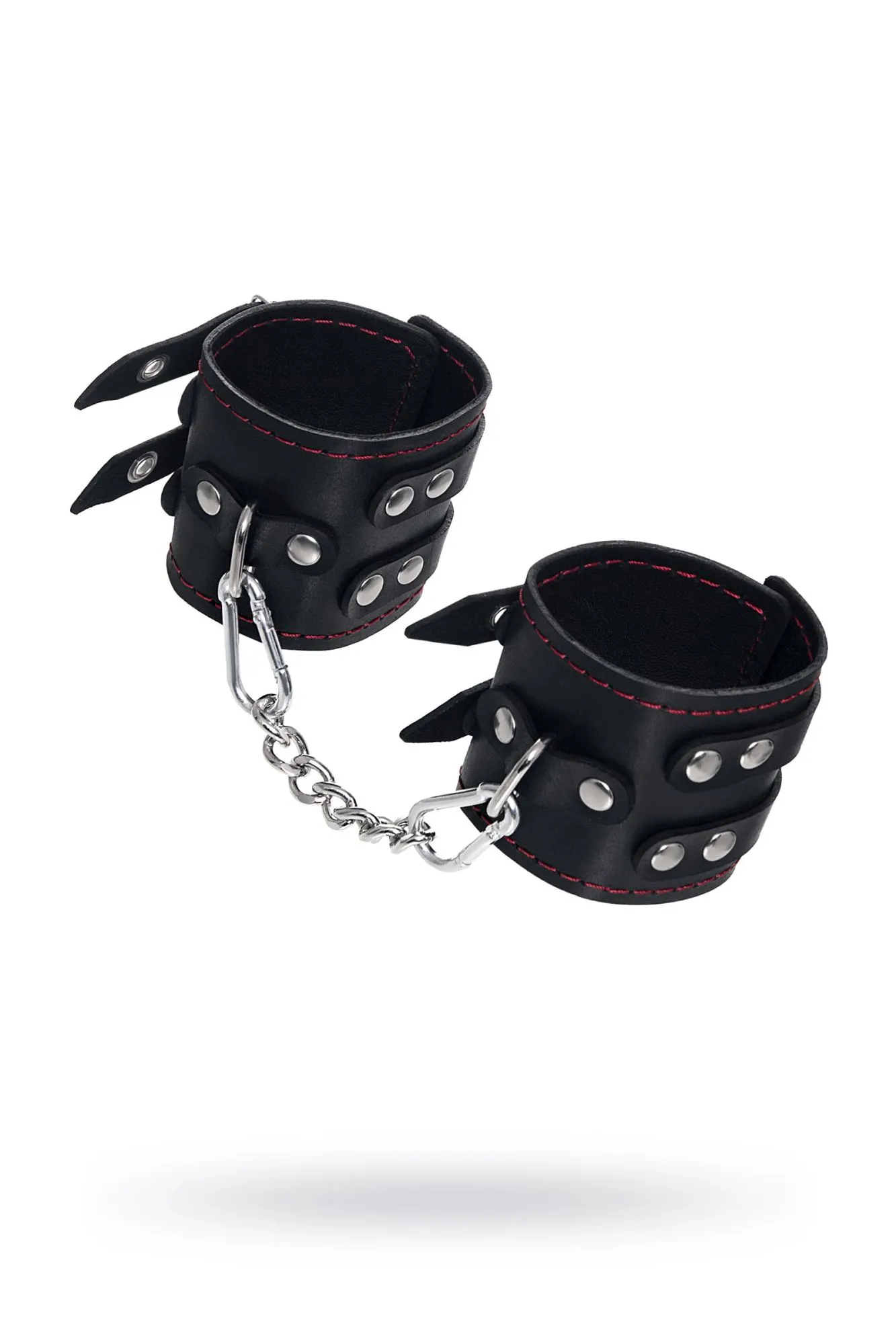 наручники pecado bdsm, с двумя ремнями и черной подкладкой, натуральная кожа, черные в Новом Уренгое