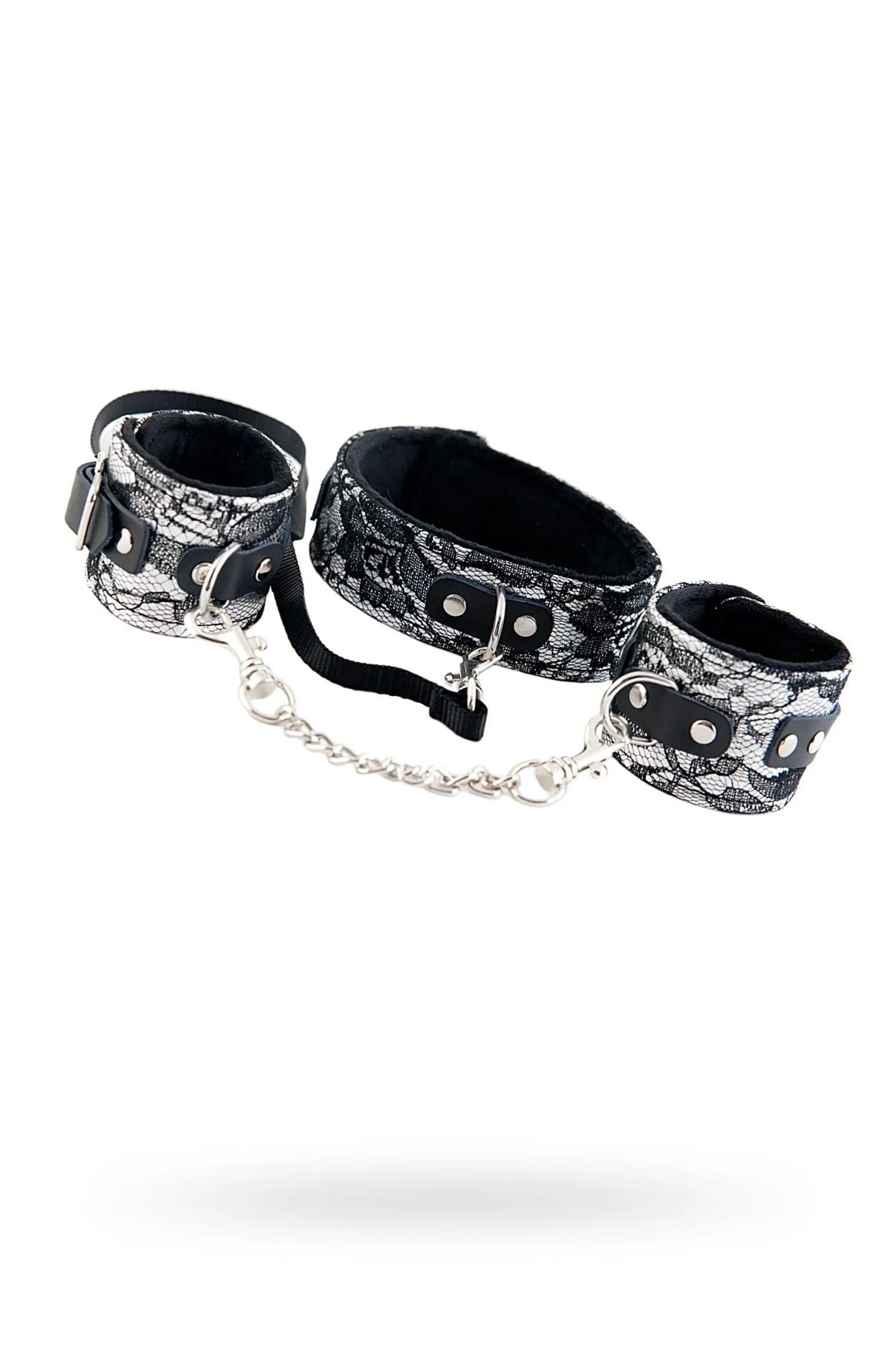 кружевной набор toyfa marcus (ошейник и наручники), серебряный в Новом Уренгое
