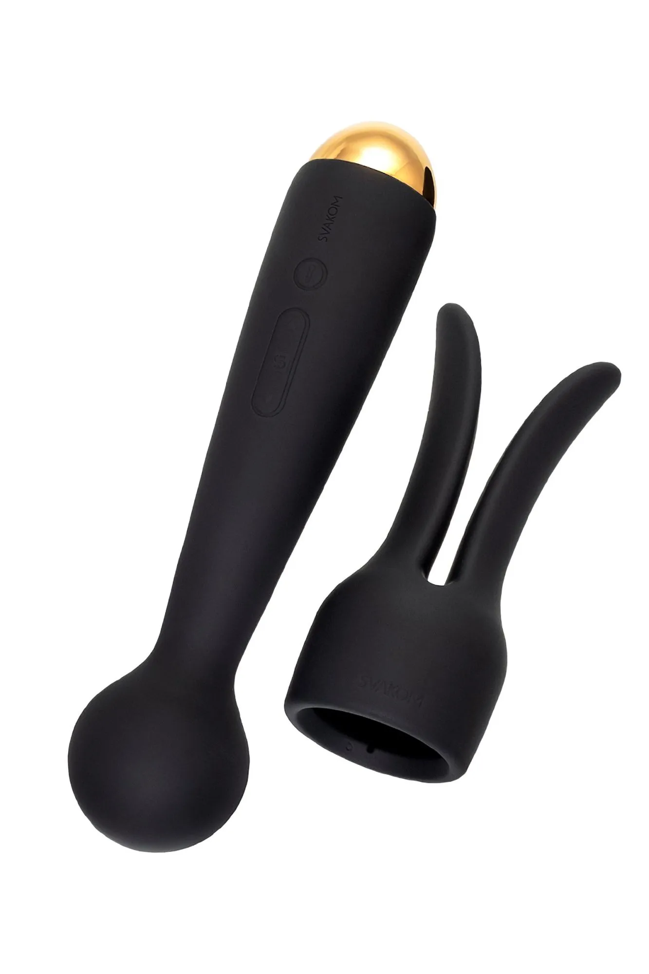 вибратор с насадкой svakom emma neo, силикон, черный, 21 см в Новом Уренгое