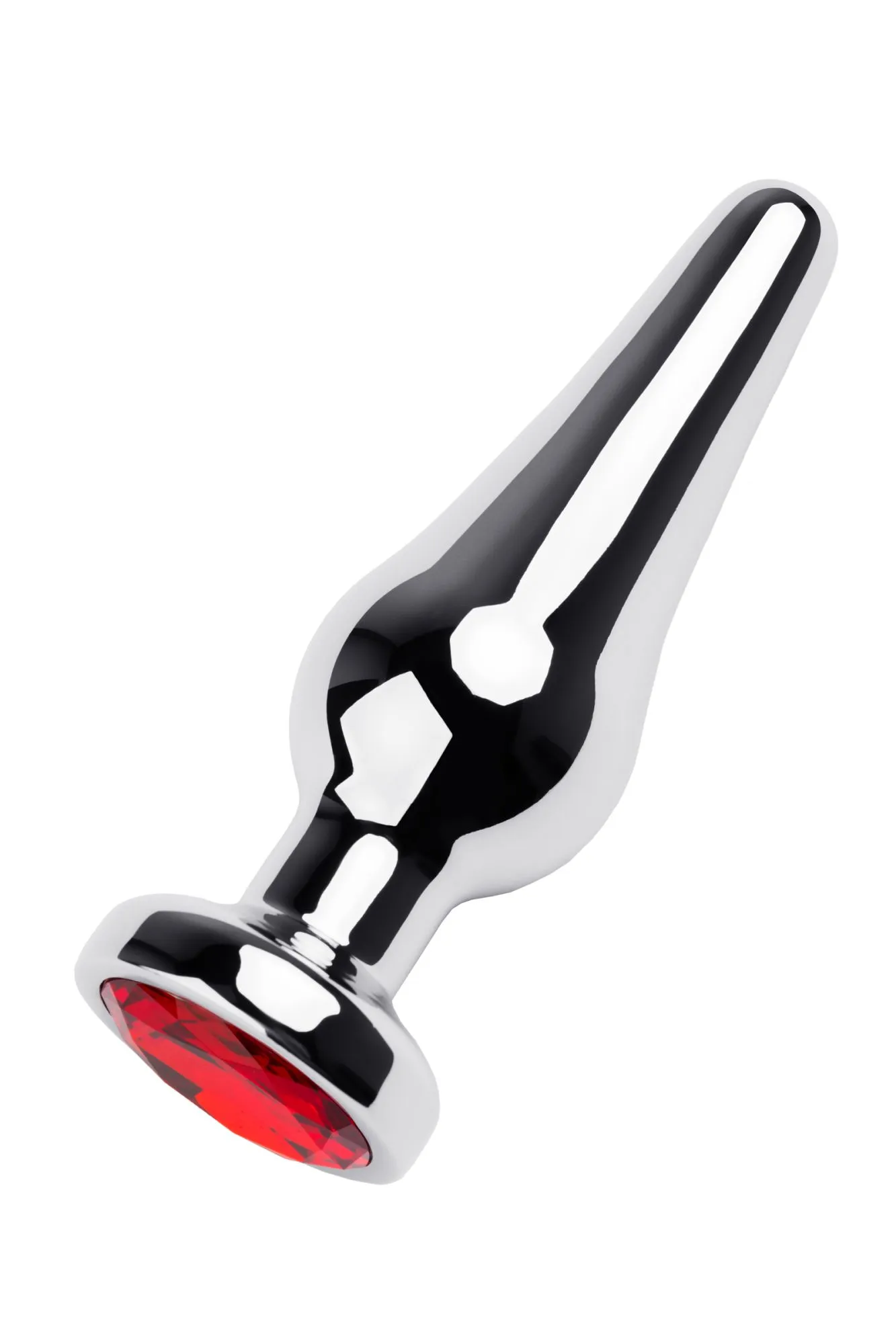 анальная втулка metal by toyfa, металл, серебряная, с красным кристаллом,12 см, ø 4 см, 195 г в Новом Уренгое