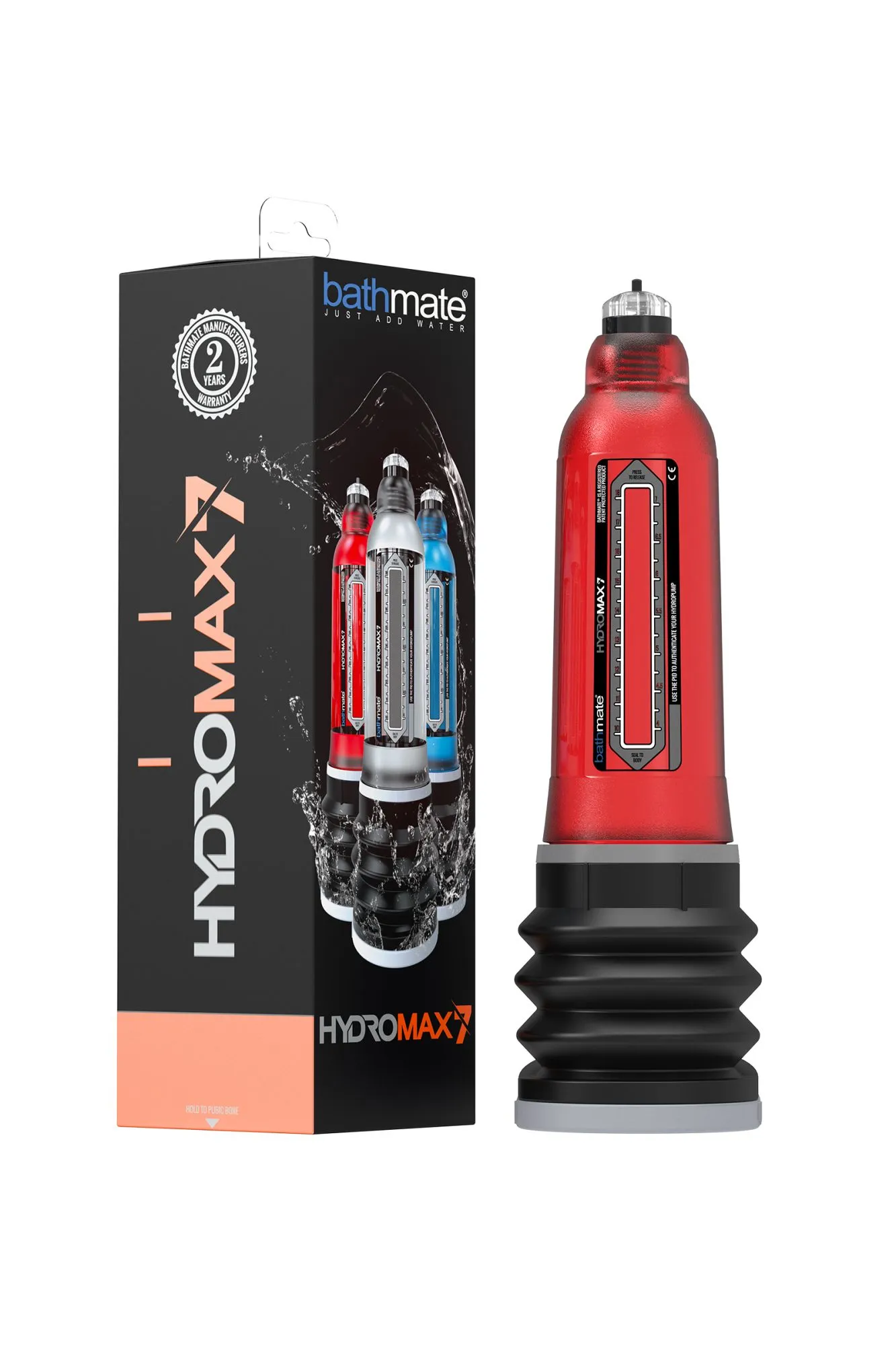 гидропомпа bathmate hydromax7, abs пластик, красный, 30 см (аналог hydromax x30) в Новом Уренгое