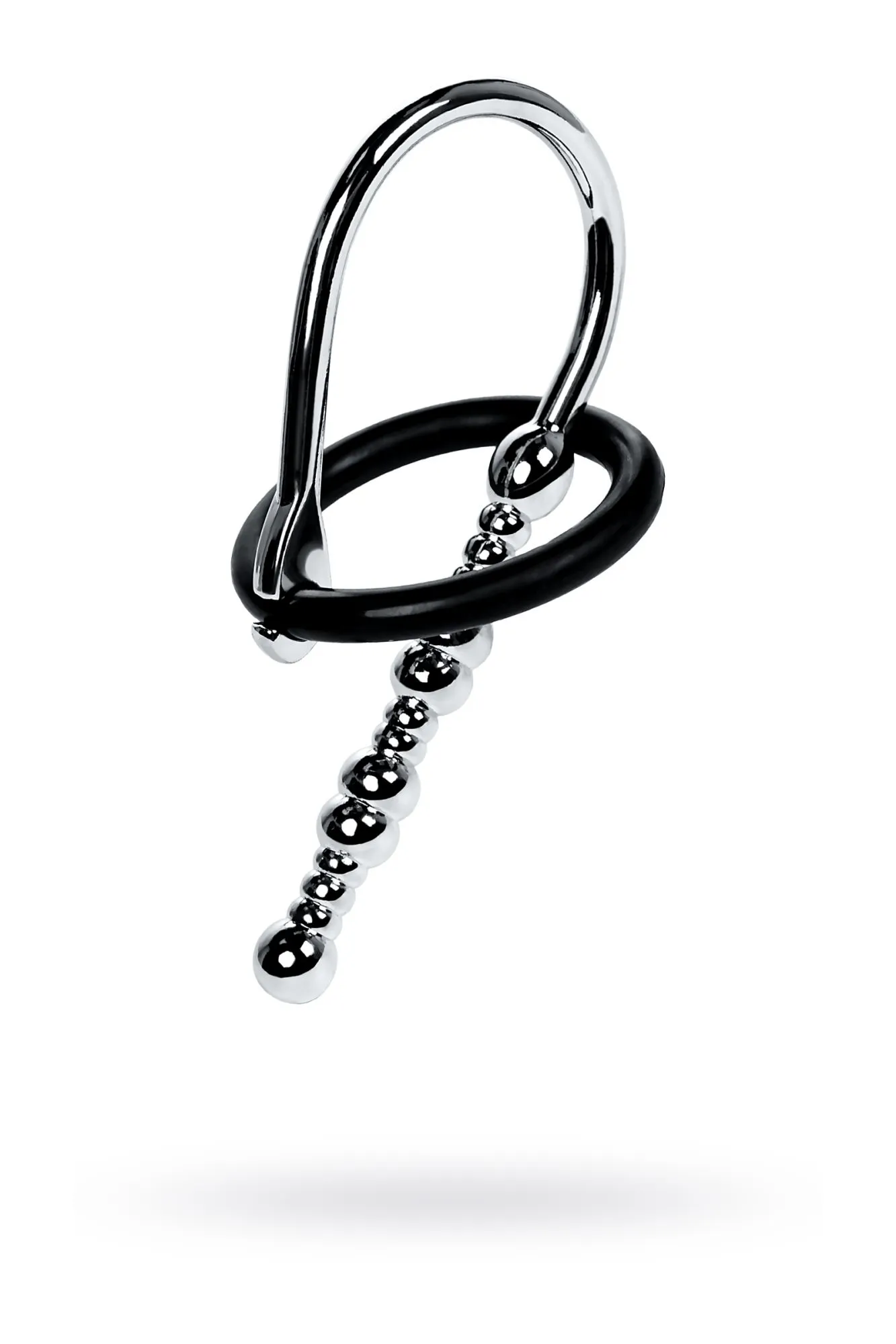 уретральный плаг-бусины toyfa metal  с мягким фиксириющим кольцом, серебряный, 5 см в Новом Уренгое