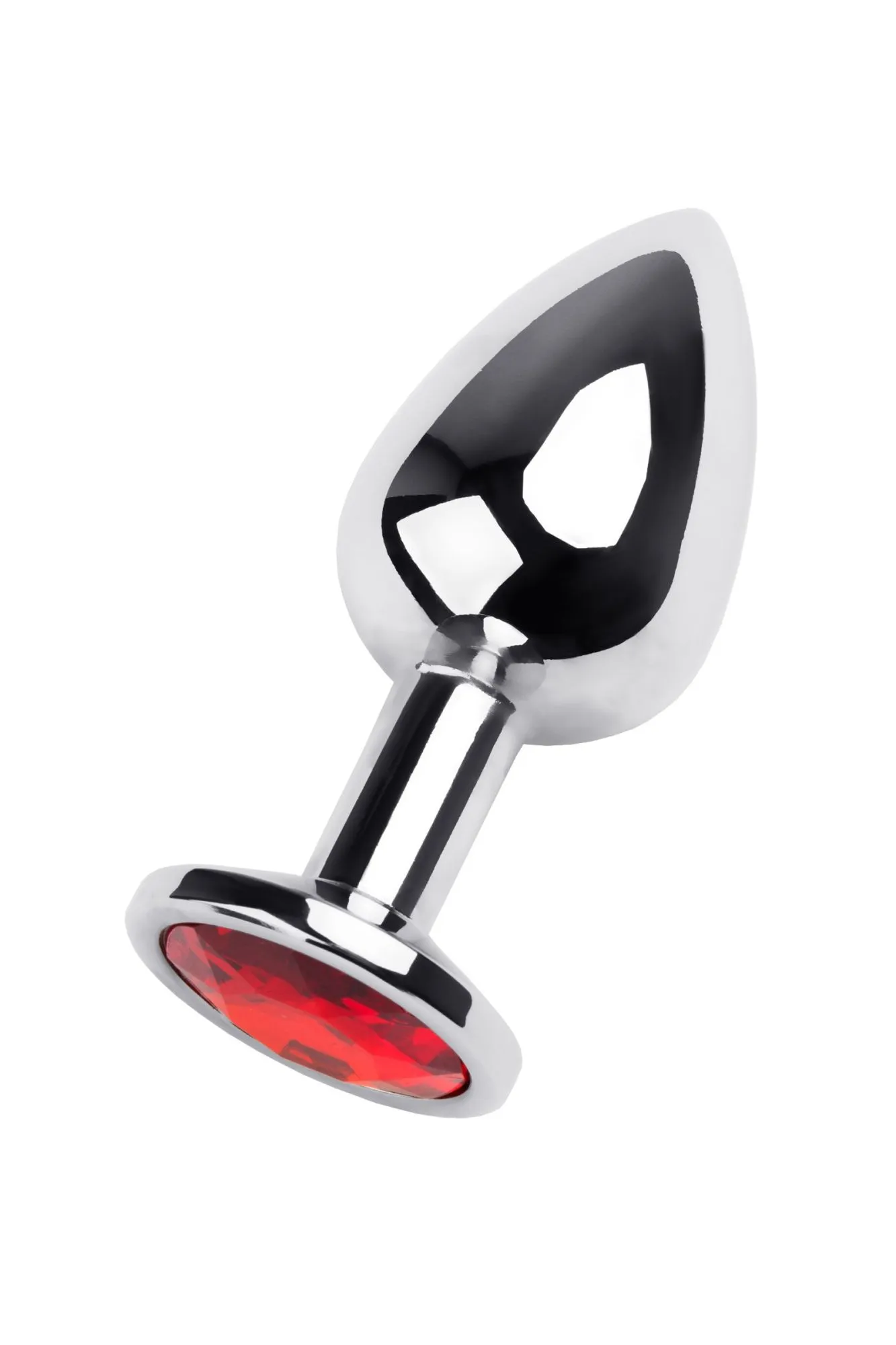 анальная втулка metal by toyfa, металл, серебряная, с красным кристаллом, 8 см, ø 3,5 см, 265 г в Новом Уренгое