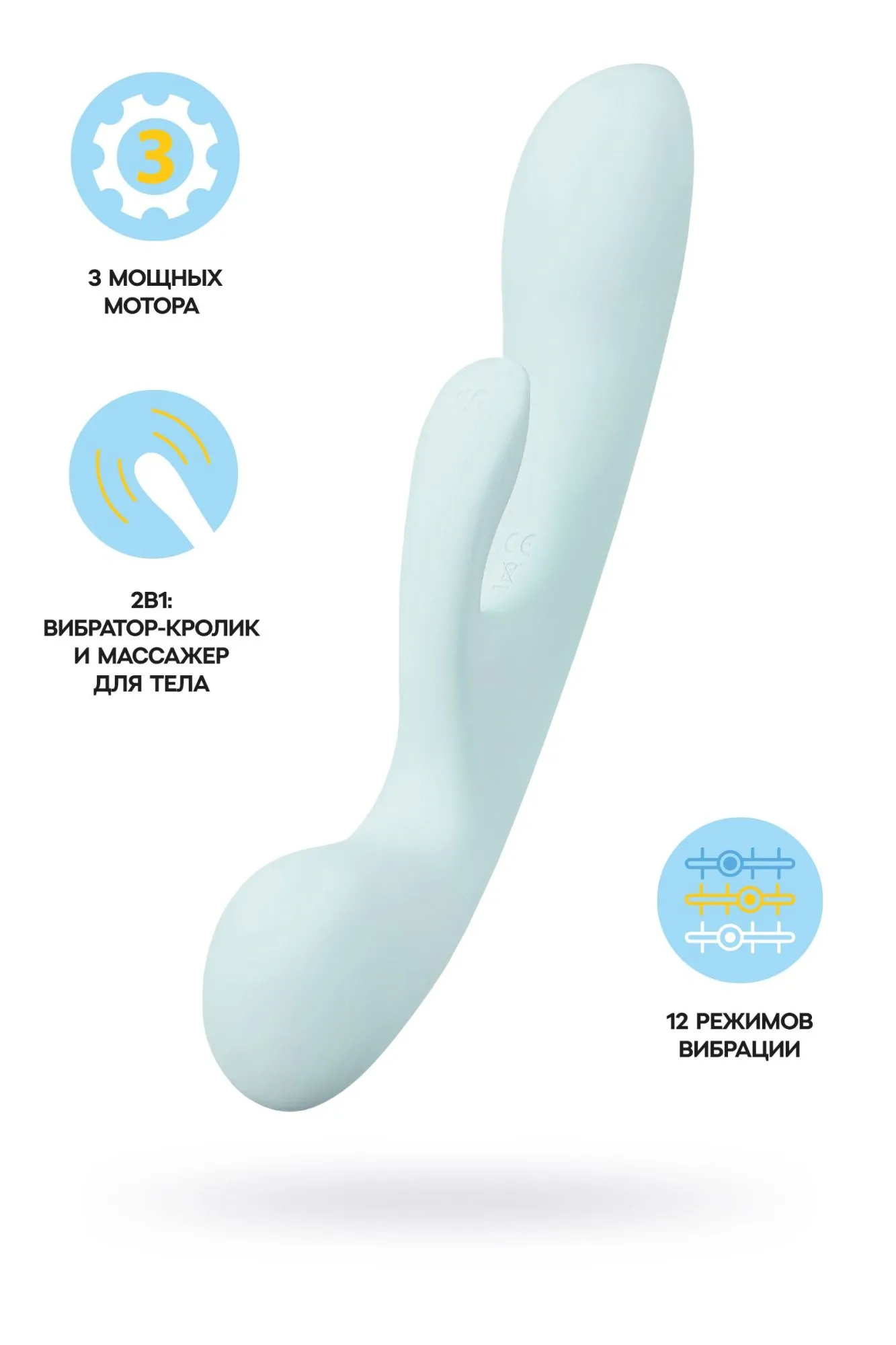 нереалистичный вибратор satisfyer triple oh, силикон, голубой, 24 см в Новом Уренгое