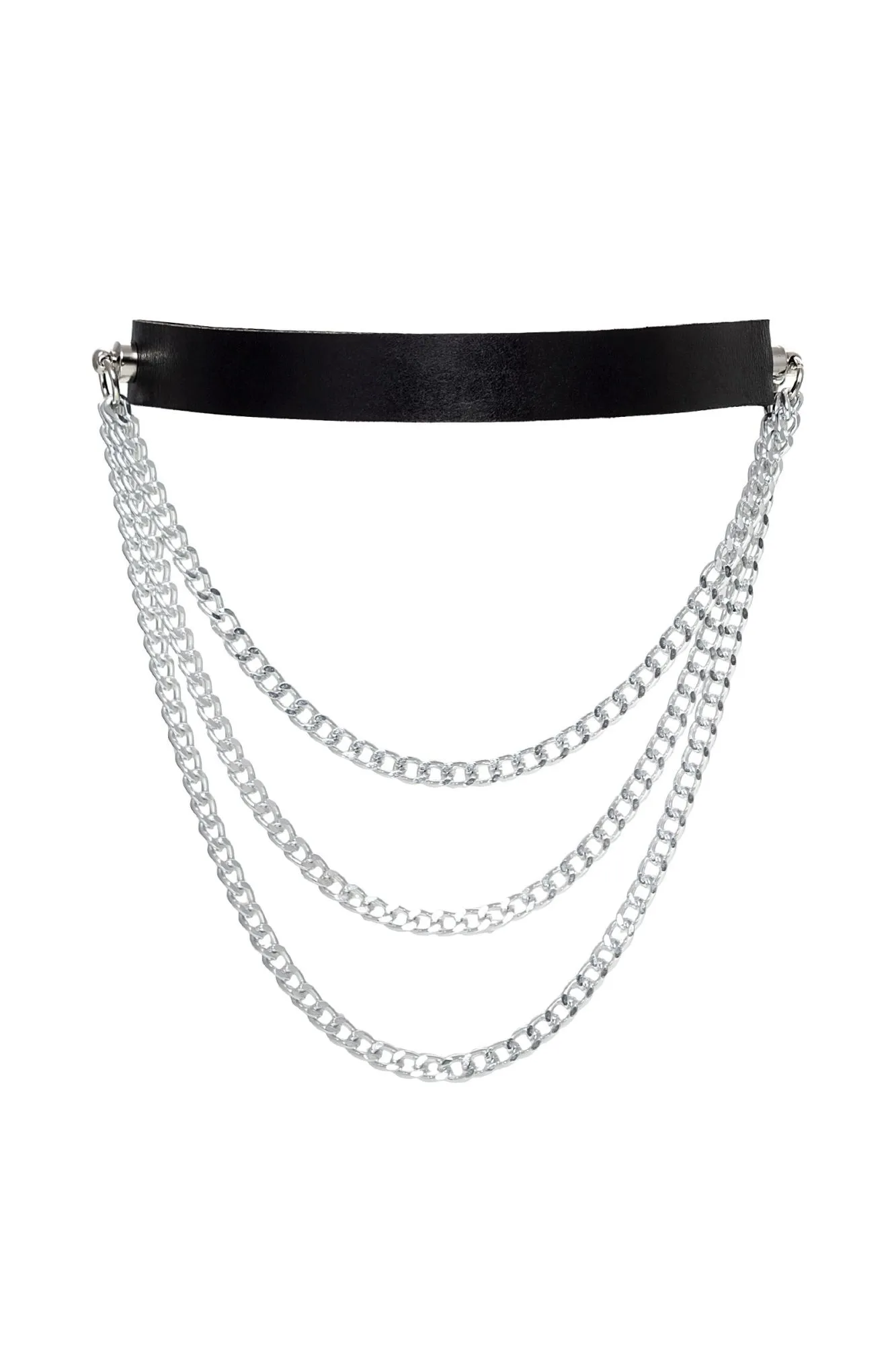 чокер pecado bdsm, с цепочками, модель 1, натуральная кожа, черный в Новом Уренгое