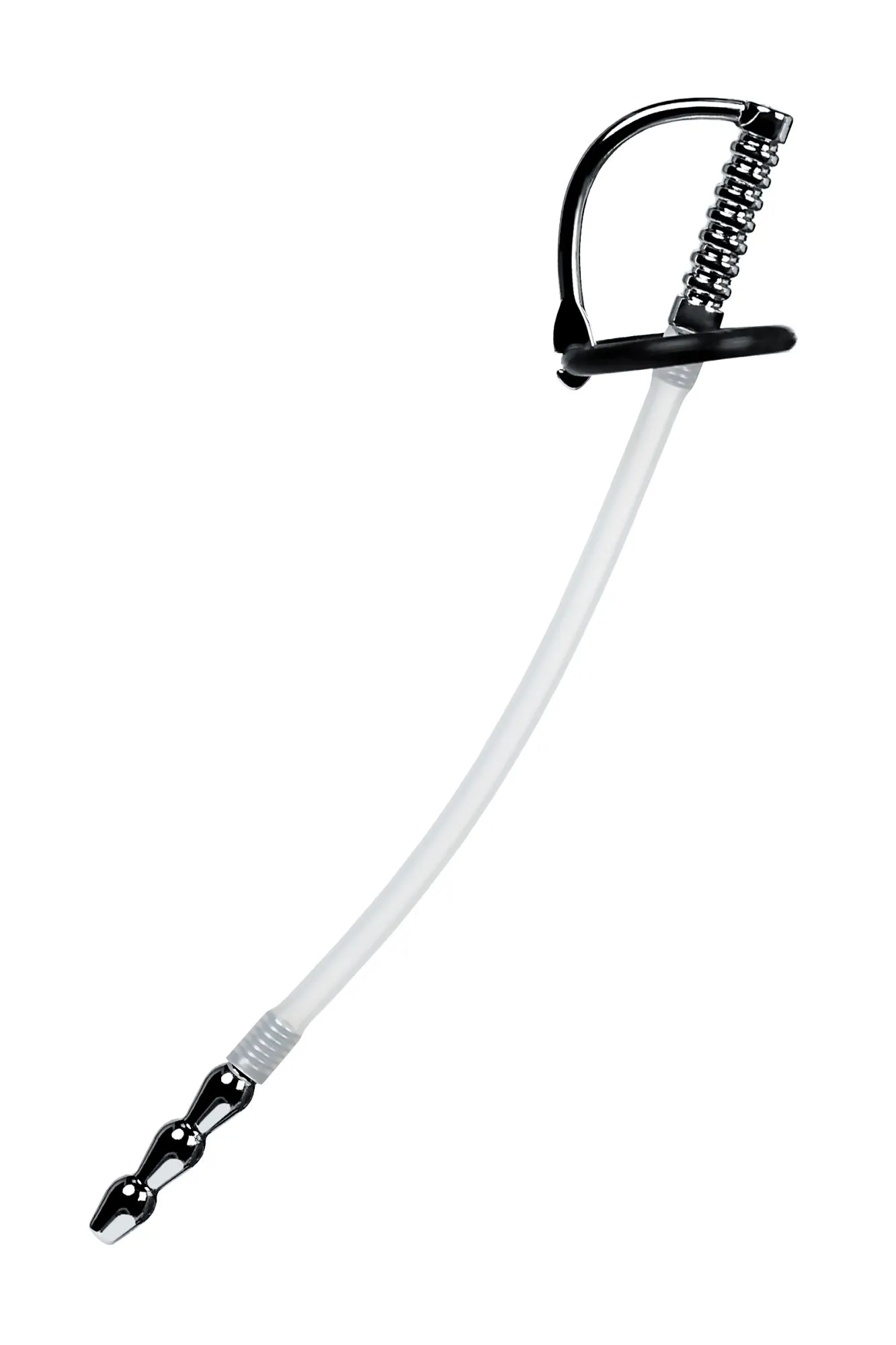 уретральный катетер metal by toyfa, со сменными фиксирующими кольцами, силикон, серебряный в Новом Уренгое